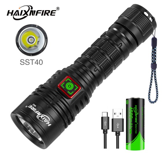 HaixnFire H43 Outdoor Camping Light SST40 LED Flashlight 6000 Lumens USB rechargeable Bright Lighting Super Bright LED Torch